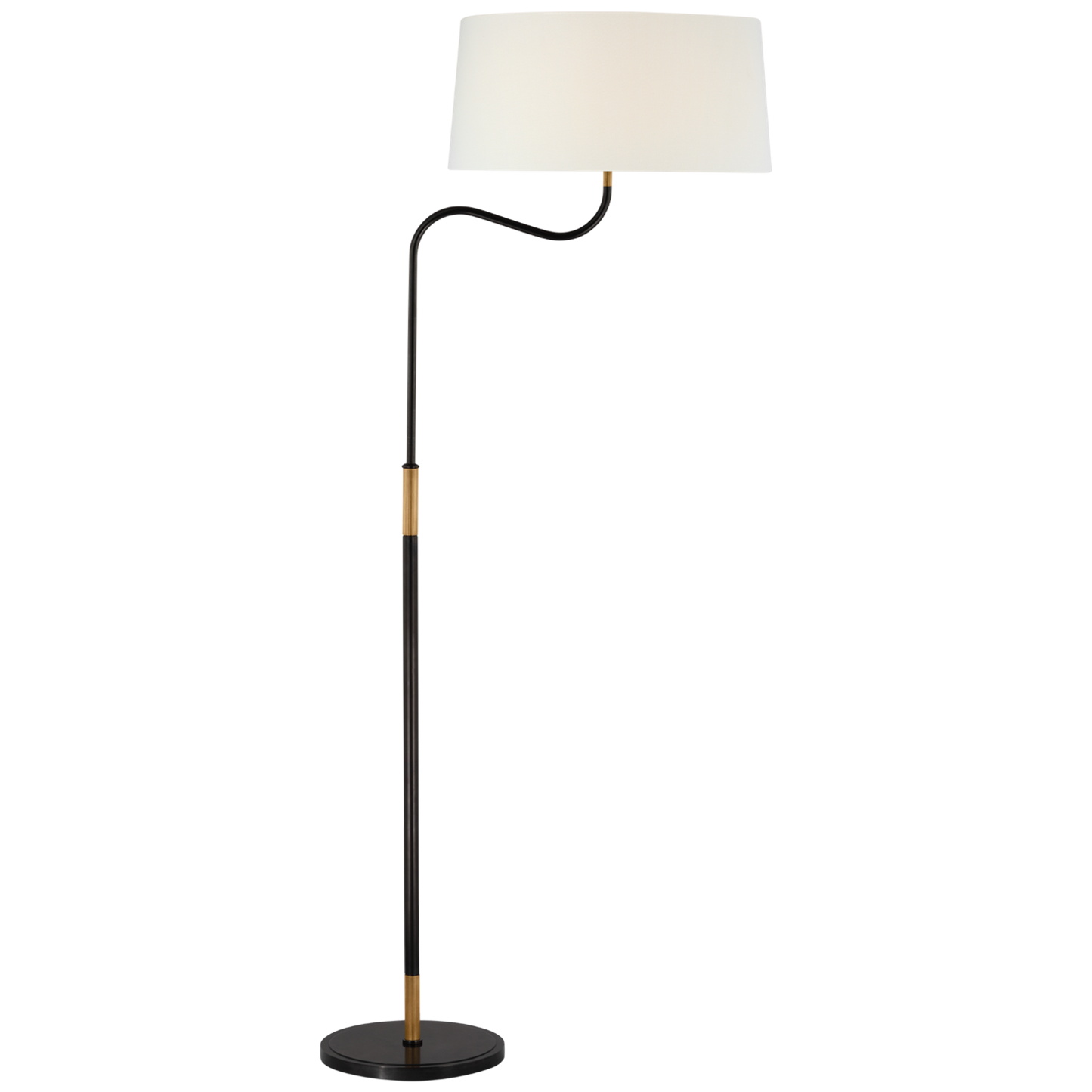 Canto Large Adjustable Floor Lamp in Bronze and Brass with Linen Shade