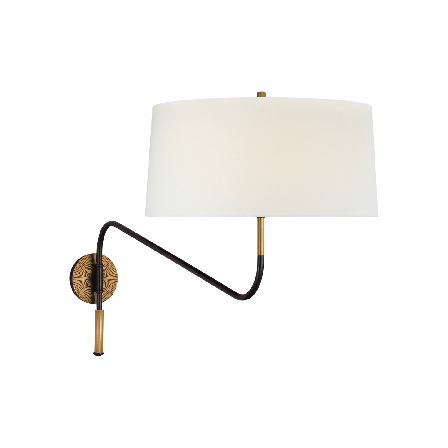 Canto Grande Swinging Wall Light in Bronze and Brass with Linen Shade