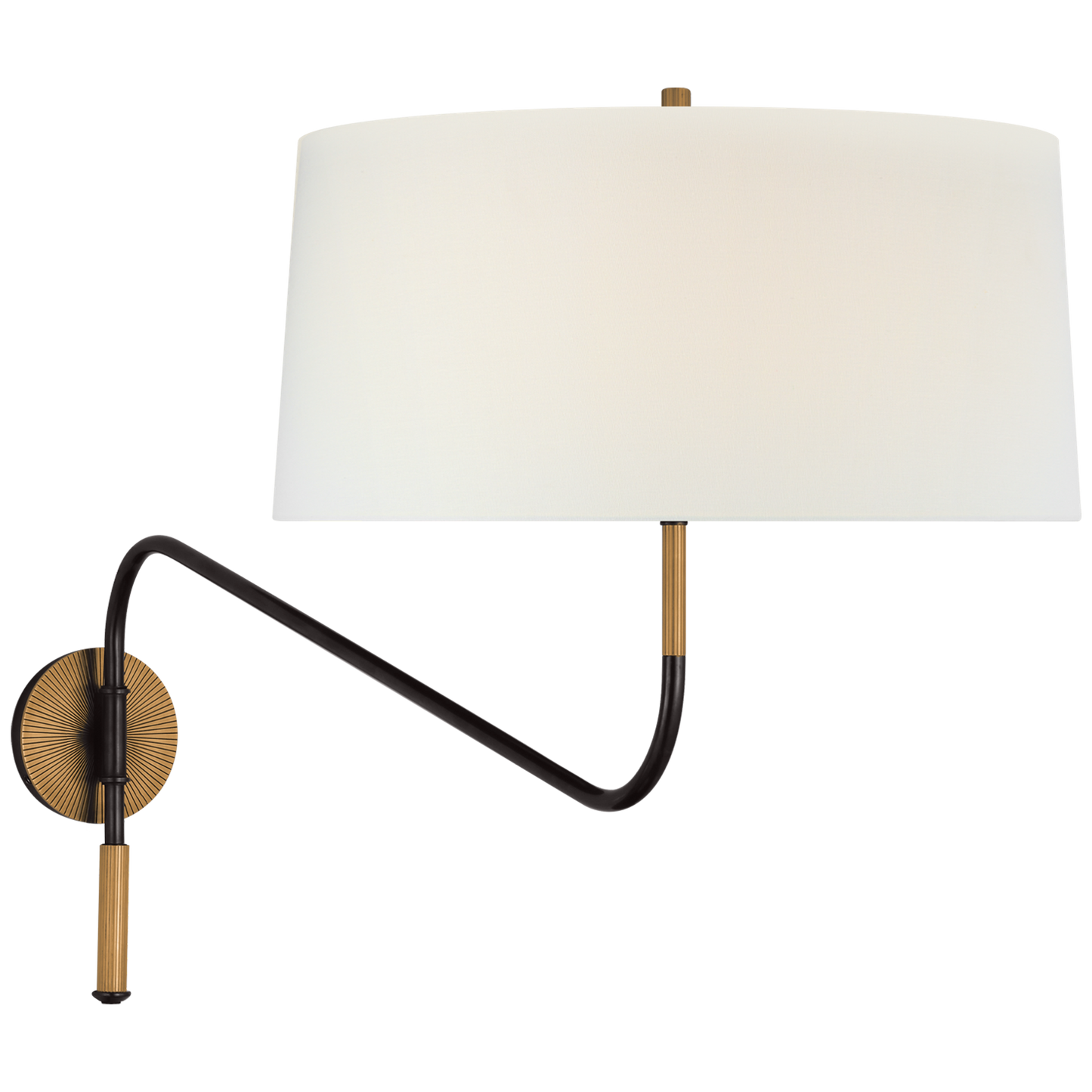 Canto Grande Swinging Wall Light in Bronze and Brass with Linen Shade