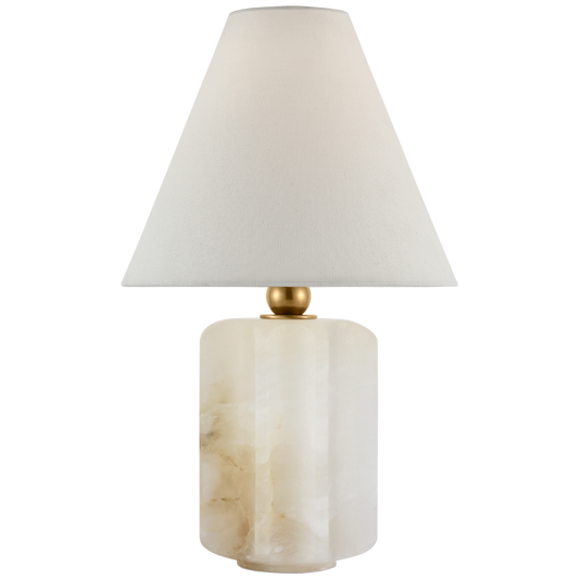 Iota Small Table Lamp in Alabaster and Hand-Rubbed Antique Brass