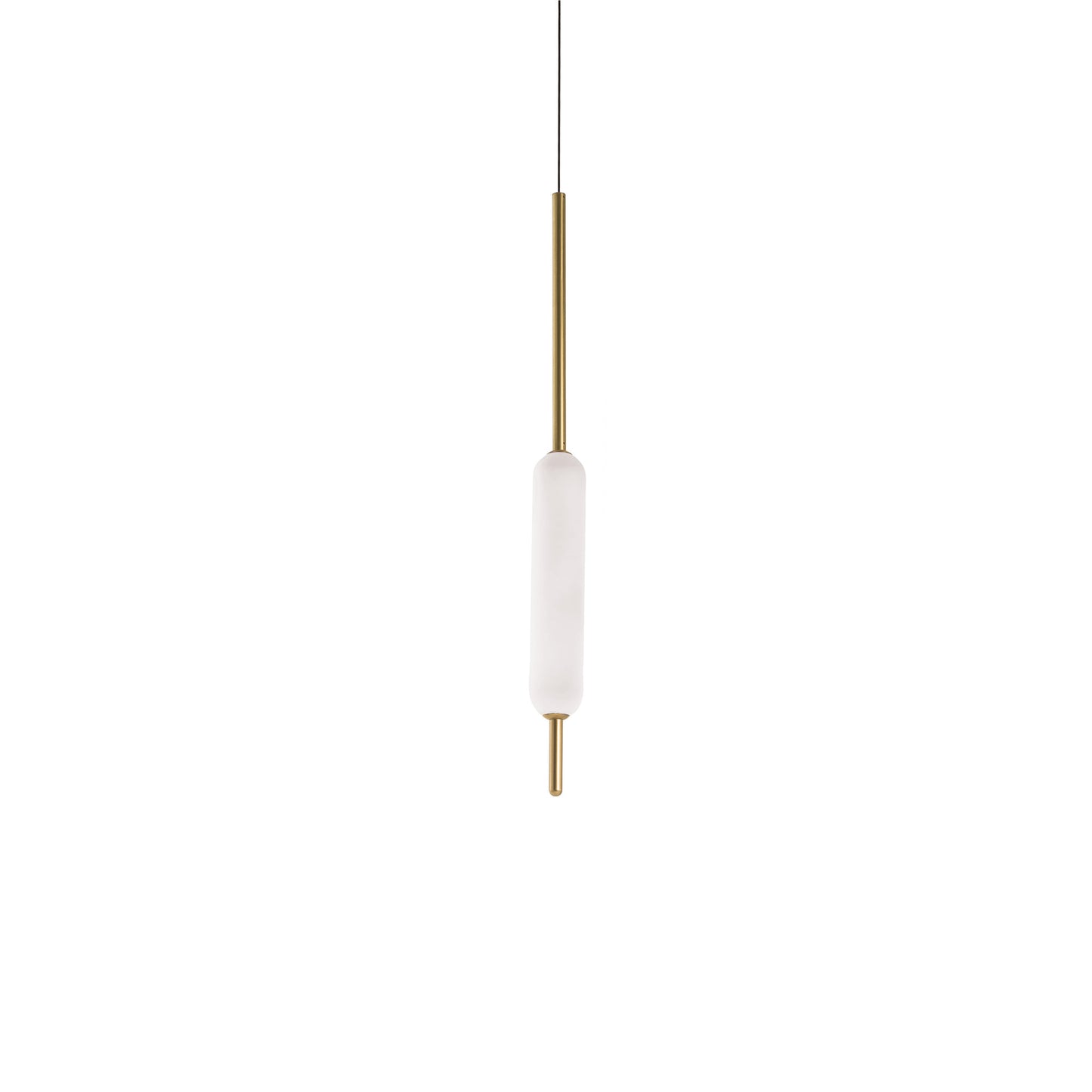 Typha Pendant in Natural Brass with White Borosilicate Glass