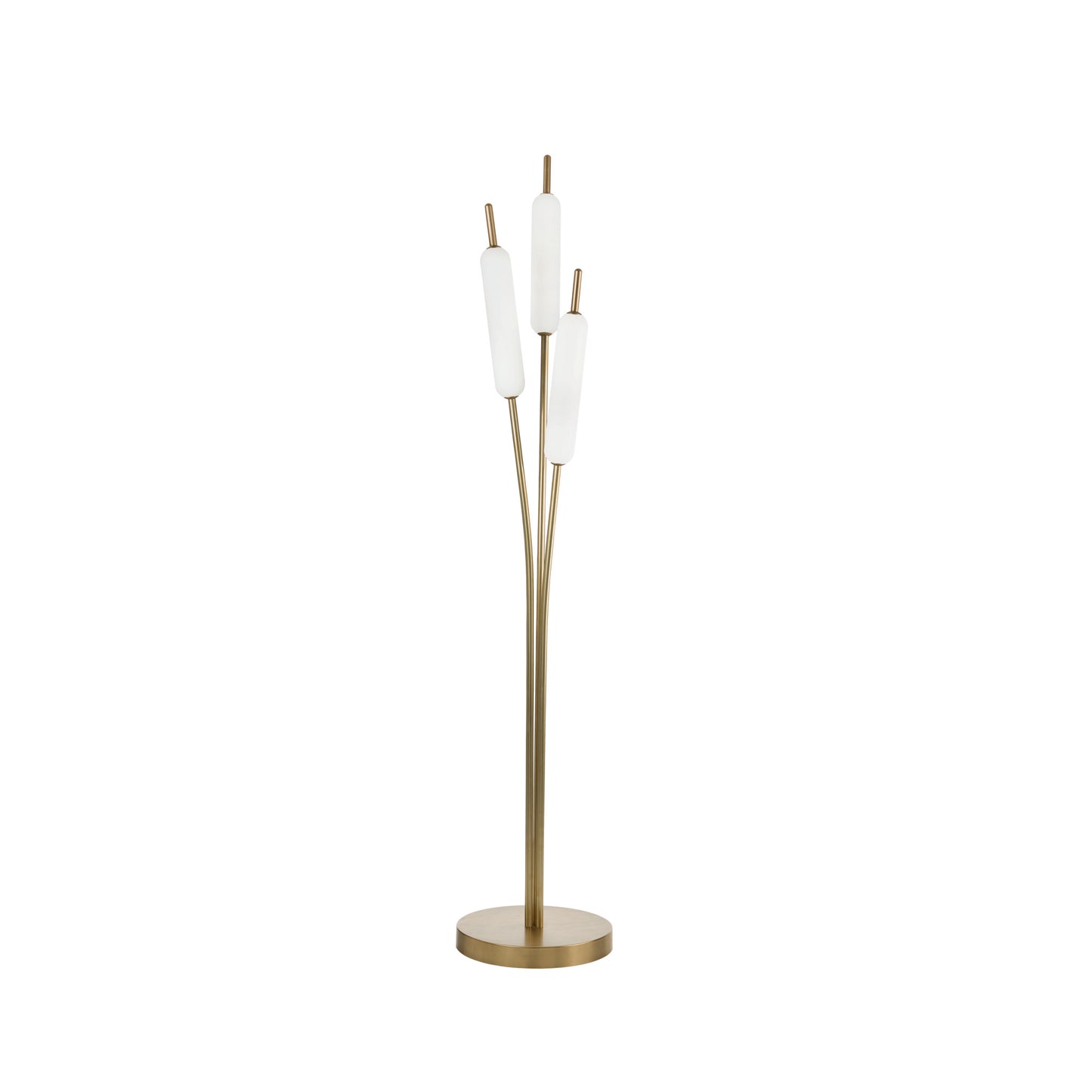 Typha Floor Lamp in Natural Brass with White Borosilicate Glass