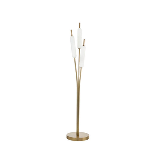 Typha Floor Lamp in Natural Brass with White Borosilicate Glass