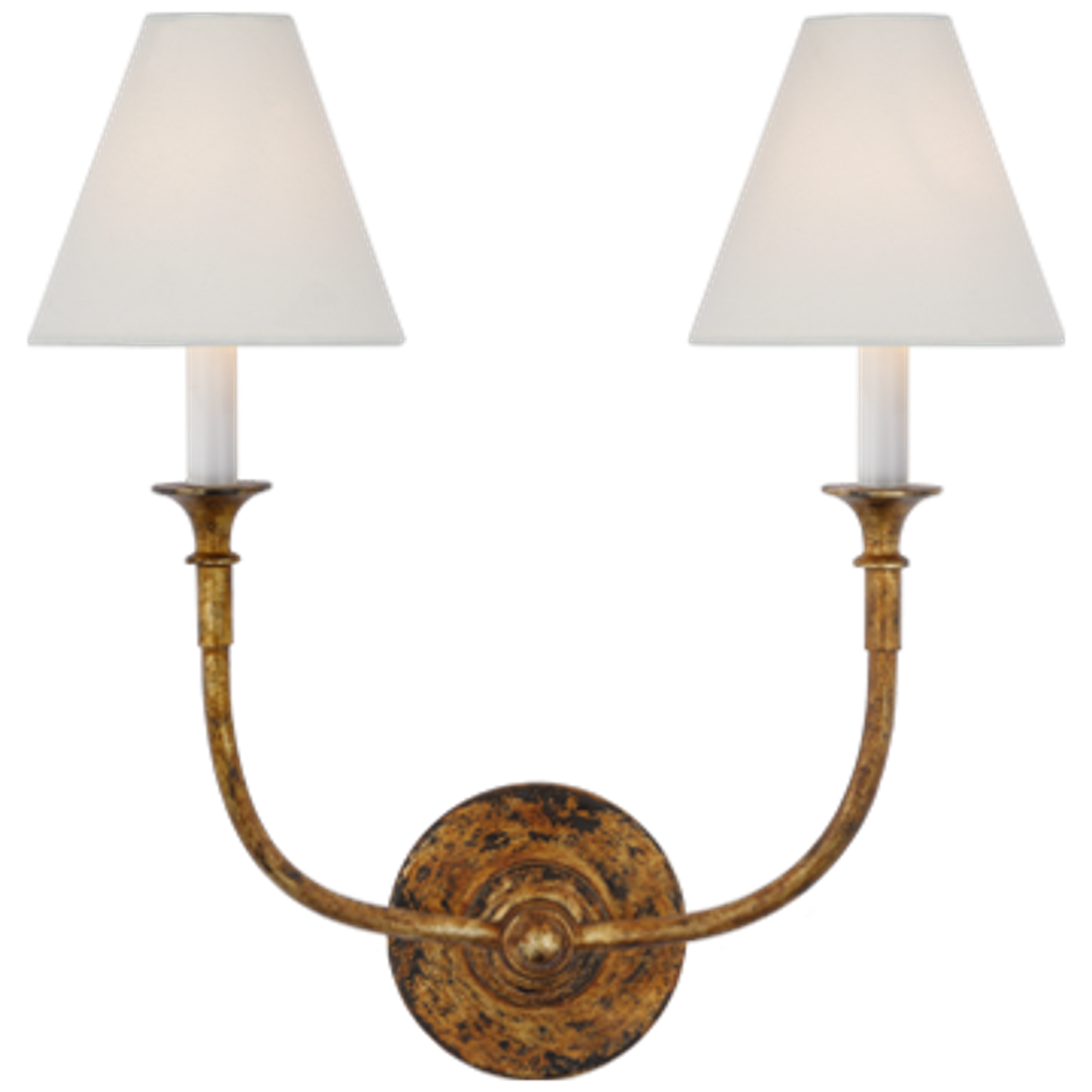 Piaf Double Sconce with Linen Shades