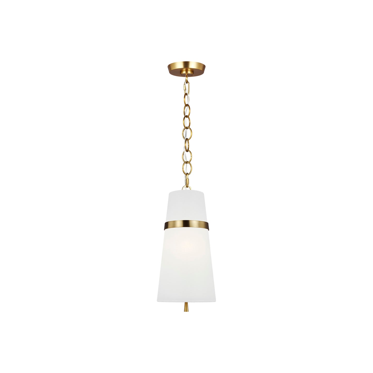 Cordtlandt Small Pendant in Burnished Brass with Linen Shade