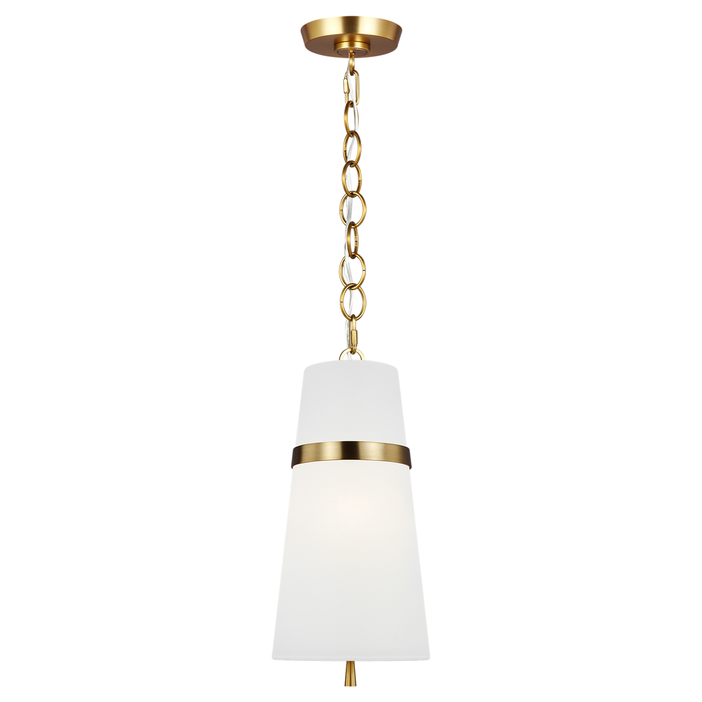 Cordtlandt Small Pendant in Burnished Brass with Linen Shade