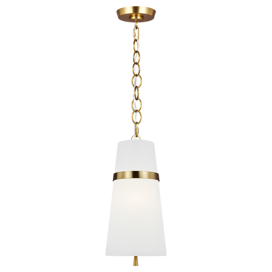 Cordtlandt Small Pendant in Burnished Brass with Linen Shade