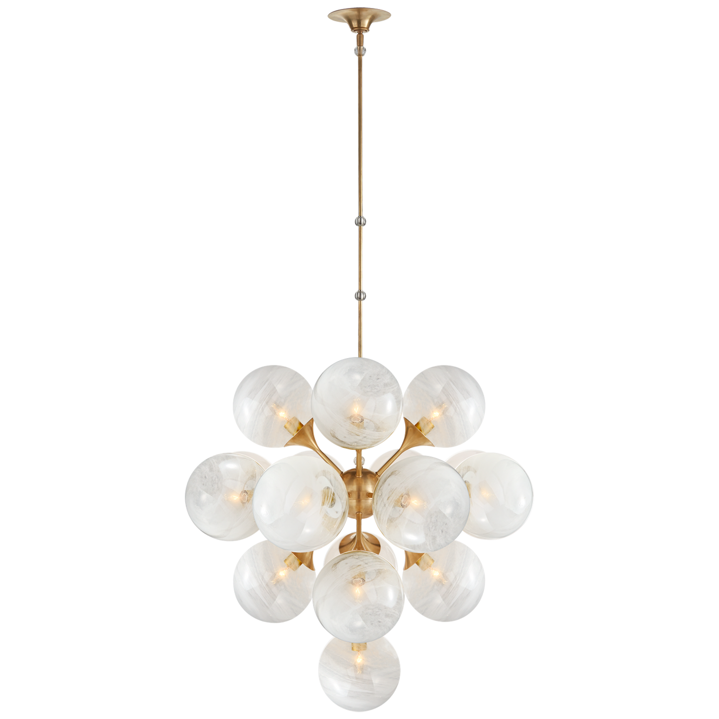 Cristol Tiered Chandelier with White Strie Glass