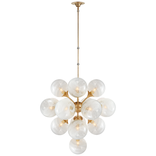 Cristol Tiered Chandelier with White Strie Glass