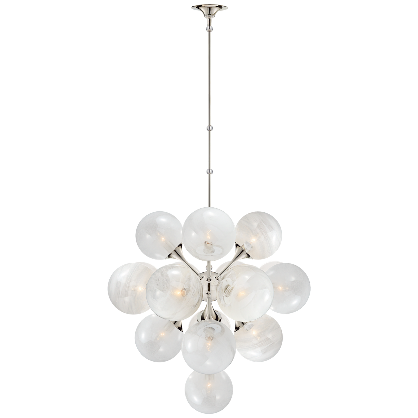 Cristol Tiered Chandelier with White Strie Glass