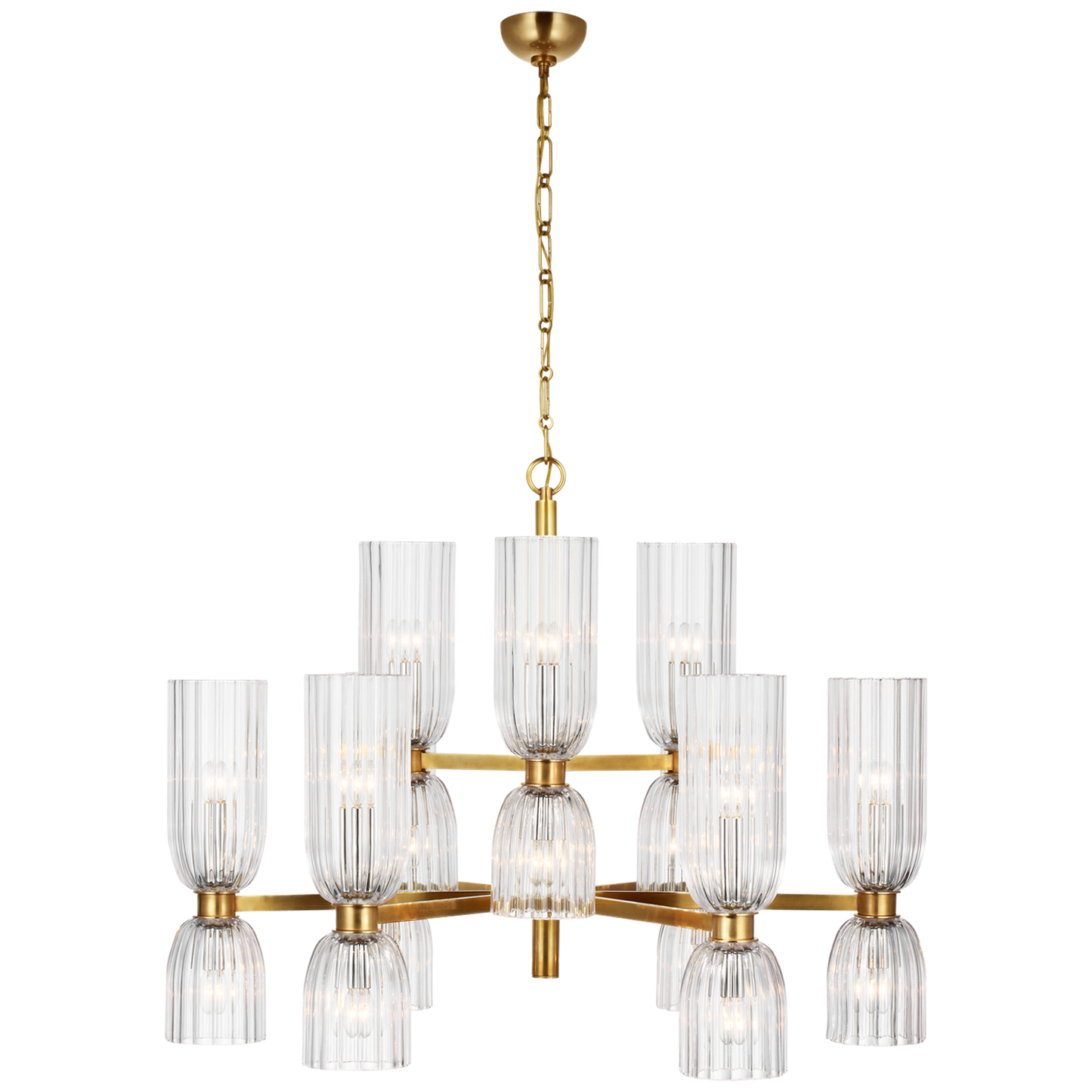 Asalea Medium Two-Tier Chandelier with Clear Glass