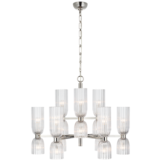 Asalea Medium Two-Tier Chandelier with Clear Glass