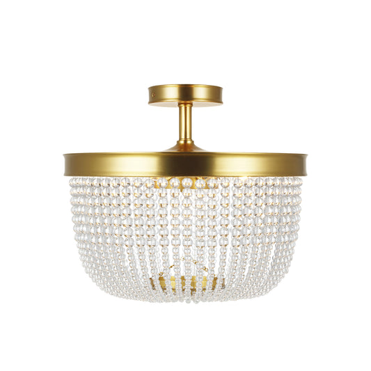 Summerhill Semi Flush Mount in Burnished Brass with Clear Glass