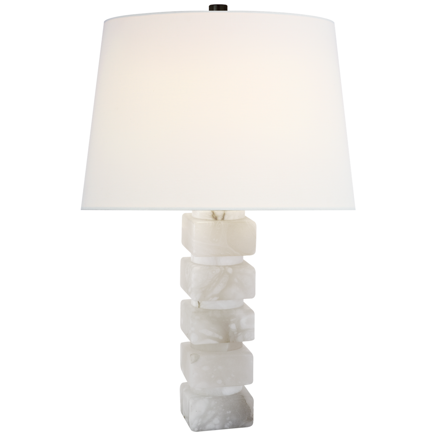 Square Chunky Stacked Table Lamp in Alabaster