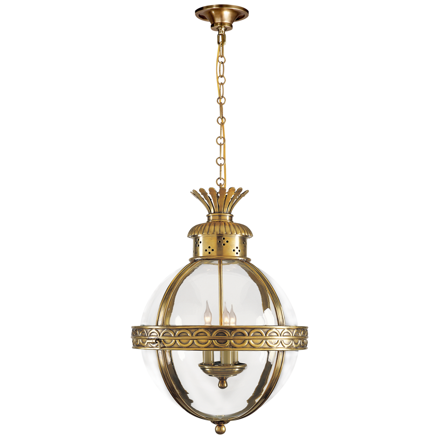 Crown Top Banded Globe Lantern with Clear Glass