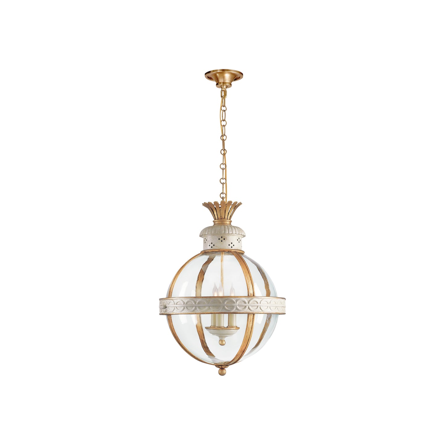 Crown Top Banded Globe Lantern with Clear Glass