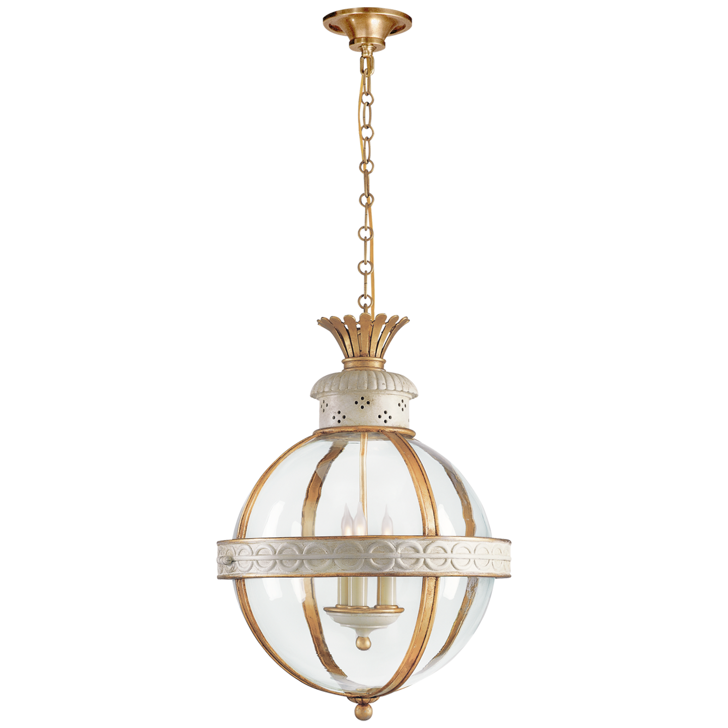 Crown Top Banded Globe Lantern with Clear Glass