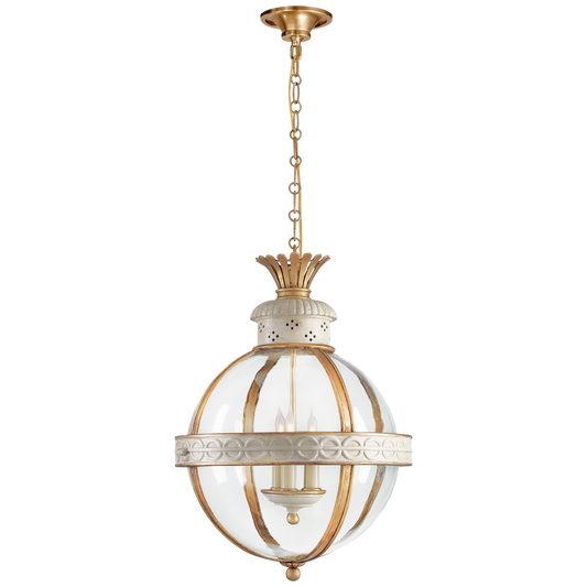 Crown Top Banded Globe Lantern with Clear Glass