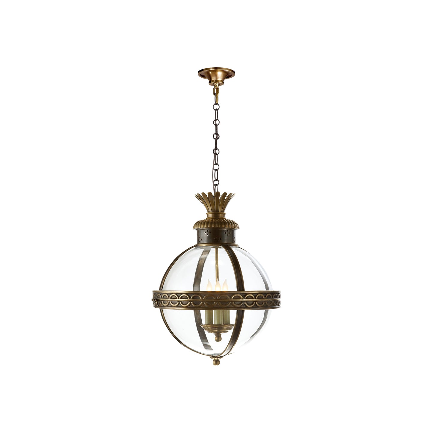 Crown Top Banded Globe Lantern with Clear Glass