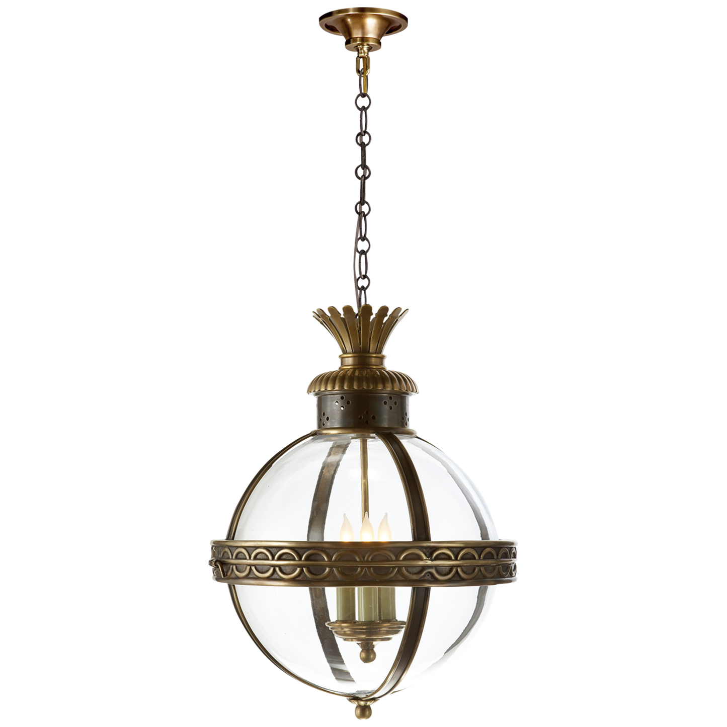 Crown Top Banded Globe Lantern with Clear Glass