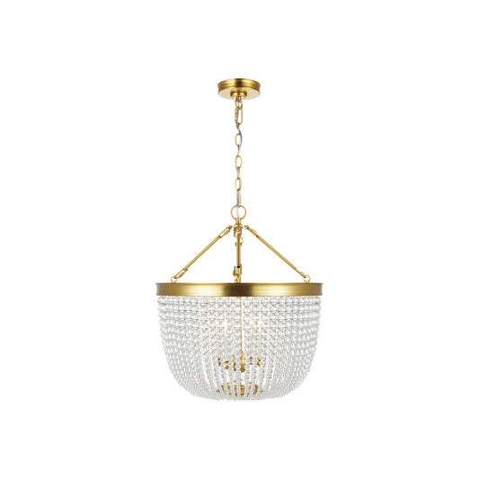 Summerhill Large Pendant in Burnished Brass with Clear Glass