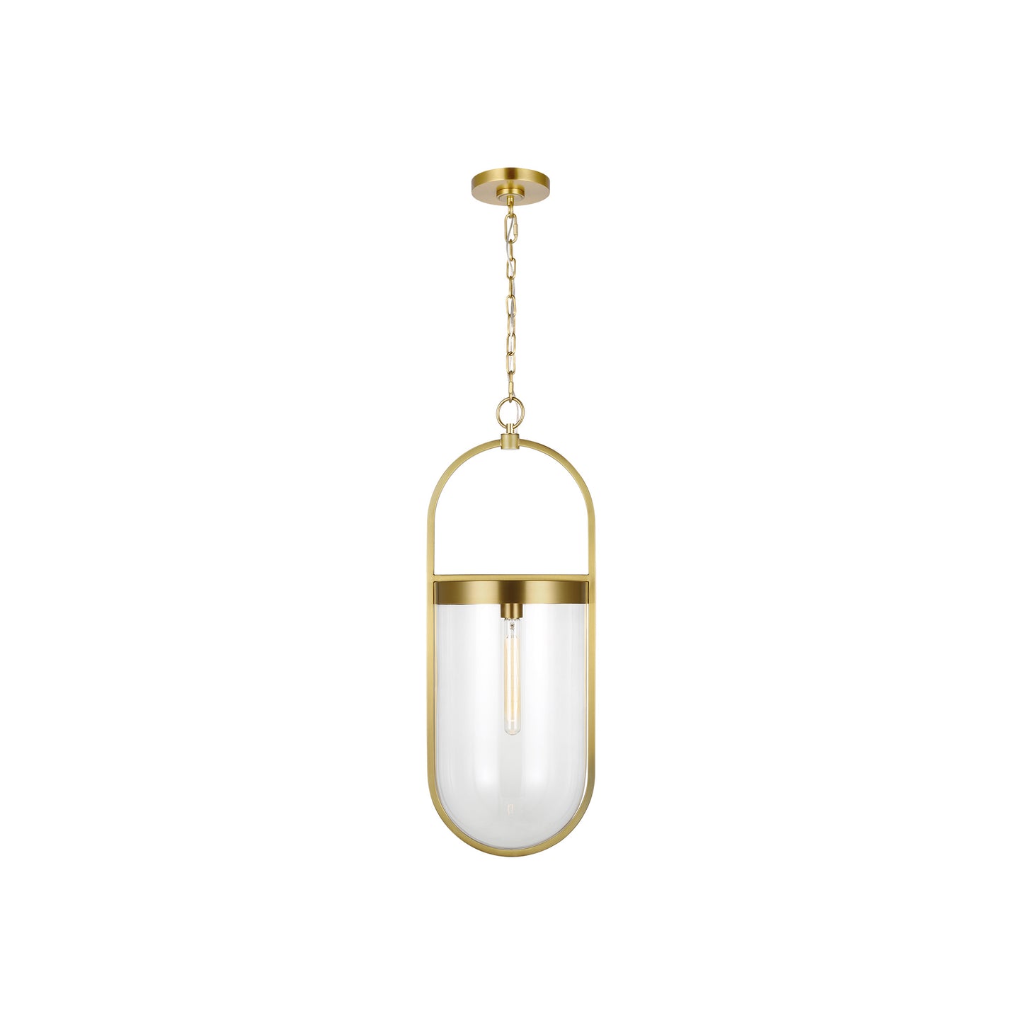 Blaine Pendant in Burnished Brass with Clear Glass