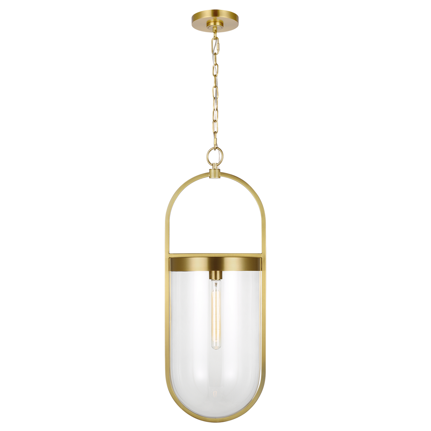 Blaine Pendant in Burnished Brass with Clear Glass