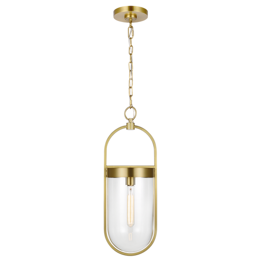 Blaine Pendant in Burnished Brass with Clear Glass