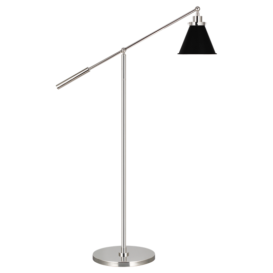 Wellfleet Cone Floor Lamp in Midnight Black and Polished Nickel with Matt Black