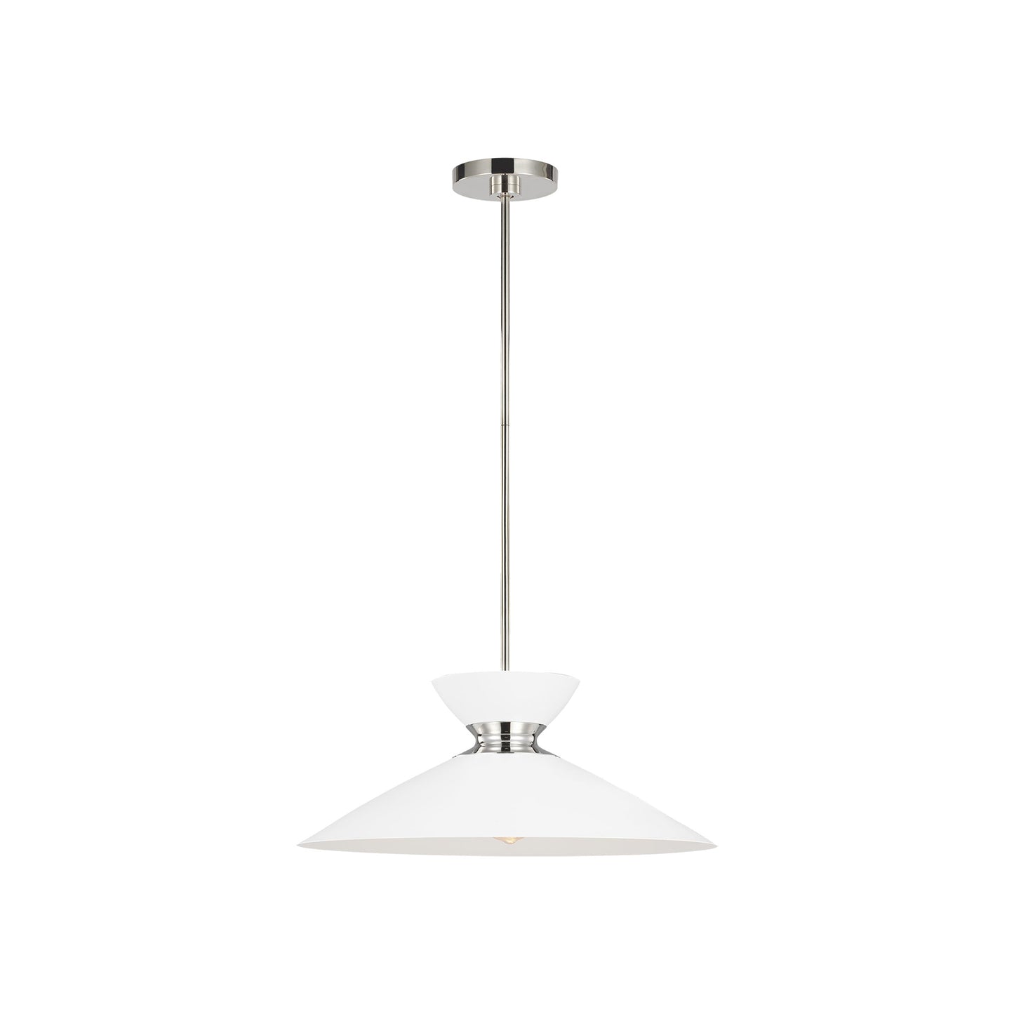 Heath Wide Pendant in Polished Nickel with Matt White