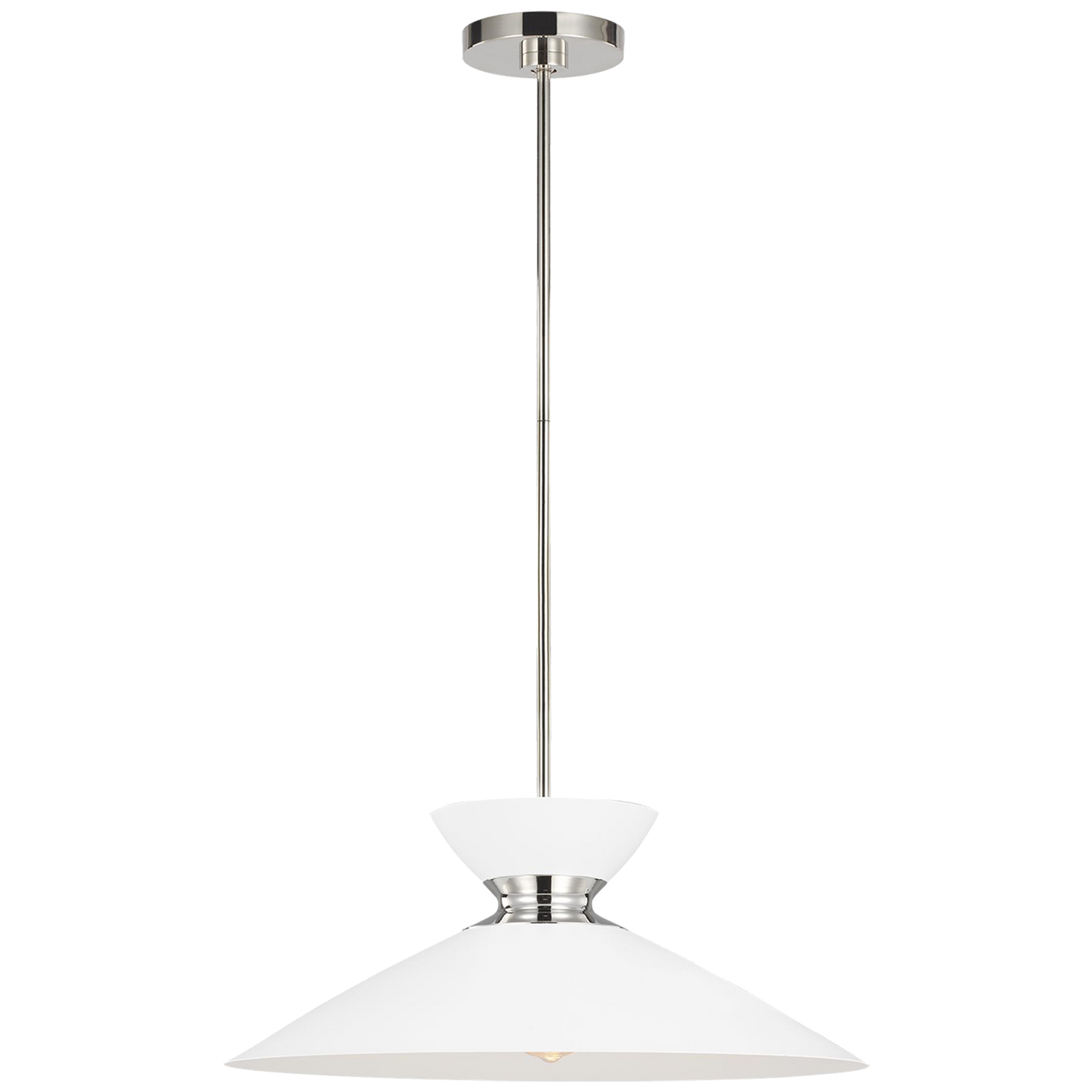 Heath Wide Pendant in Polished Nickel with Matt White