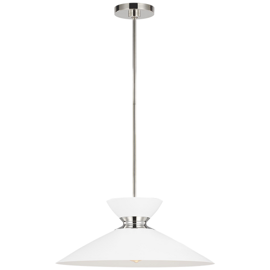 Heath Wide Pendant in Polished Nickel with Matt White