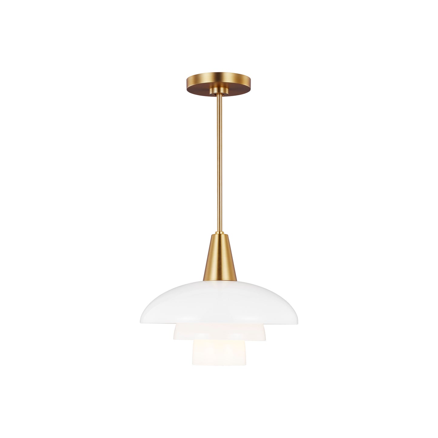 Rossie Pendant in Burnished Brass with White Glass