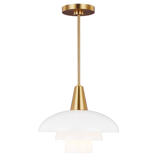 Rossie Pendant in Burnished Brass with White Glass