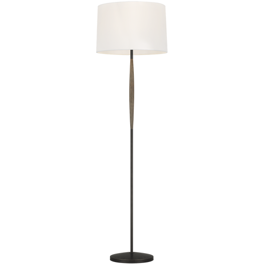 Ferrelli Floor Lamp in Weathered Oak Wood with Linen Shade