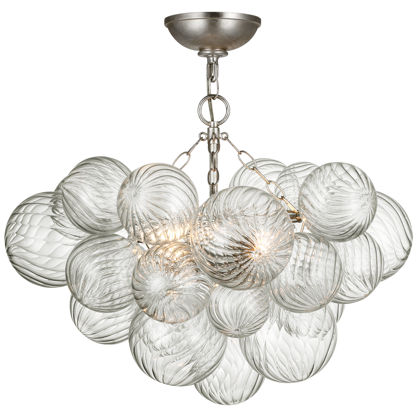 Talia Semi-Flush Mount with Clear Swirled Glass