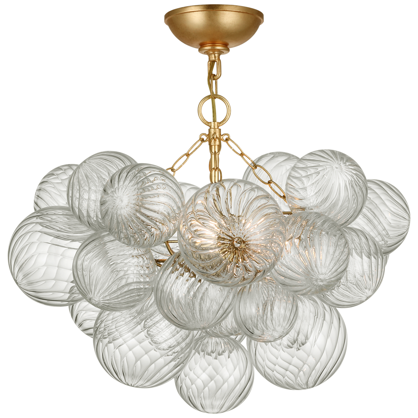 Talia Semi-Flush Mount with Clear Swirled Glass