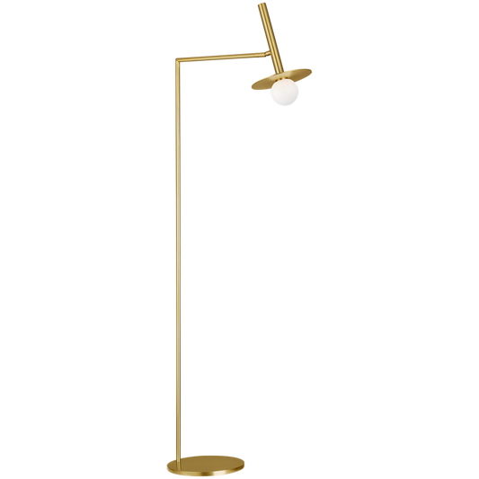 Nodes Floor Lamp in Burnished Brass with White Glass