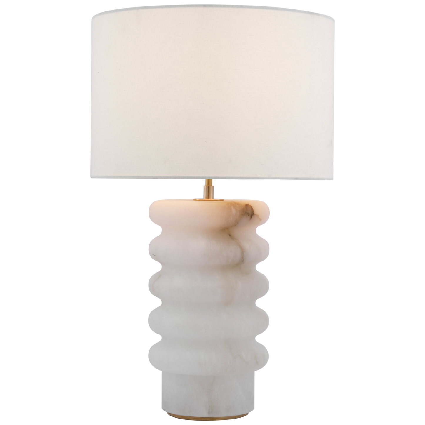 Onda Medium Table Lamp in Alabaster with Linen Shade