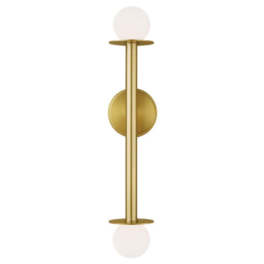 Nodes Double Sconce with White Glass