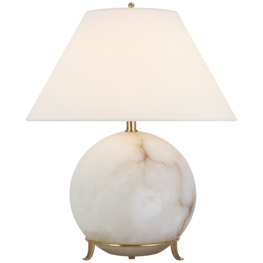 Price Small Table Lamp in Alabaster with Linen Shade