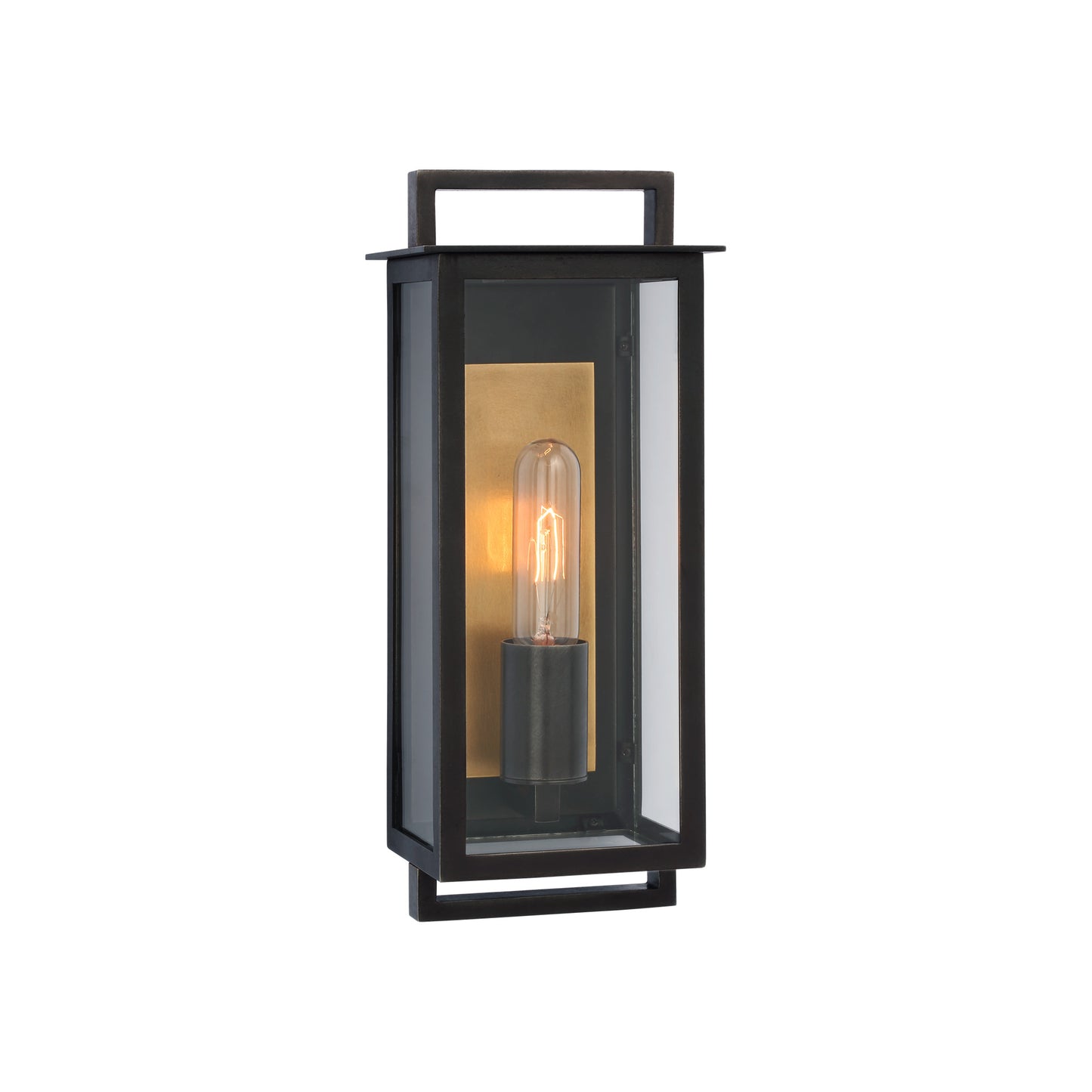 Halle Narrow Wall Lantern in Aged Iron with Clear Glass