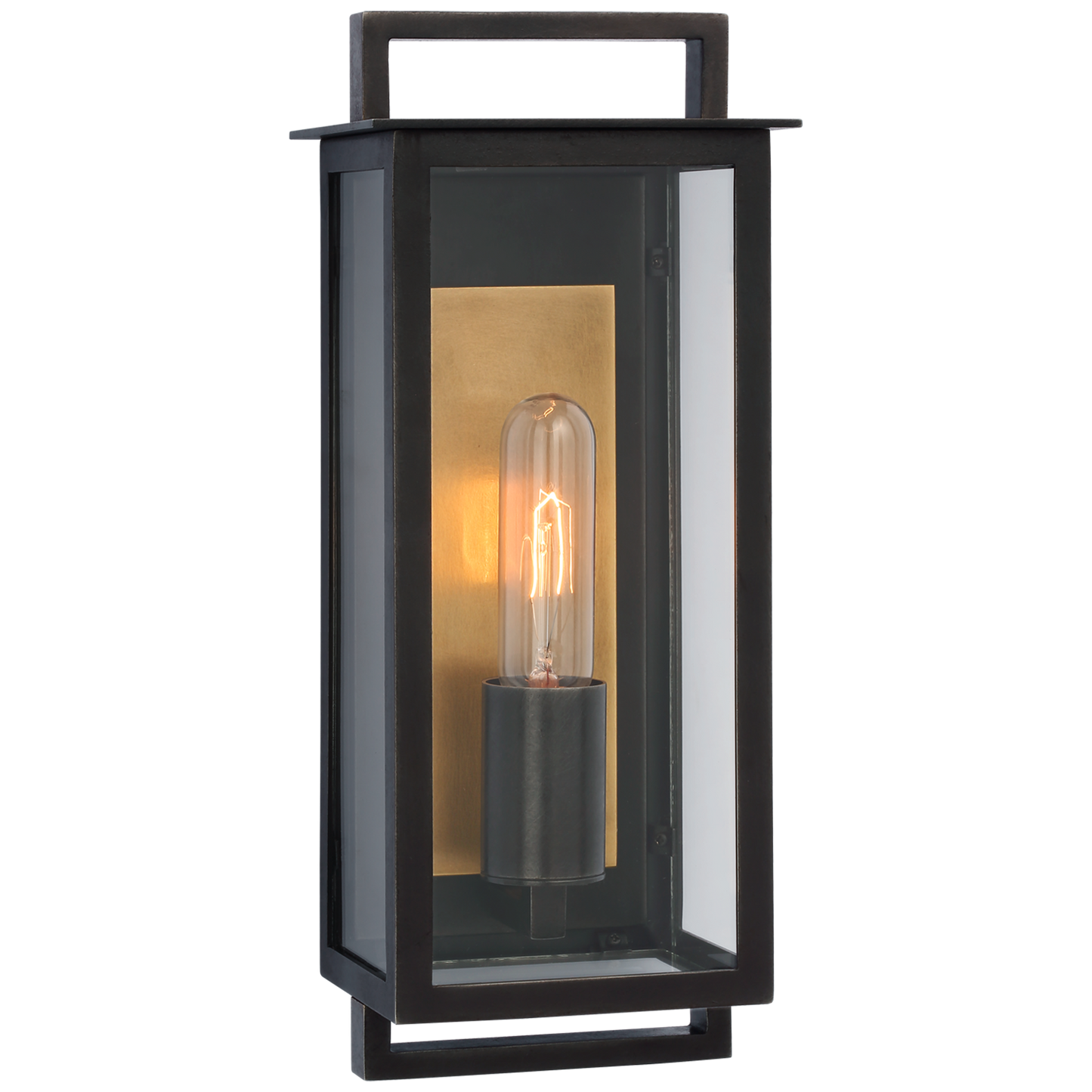 Halle Narrow Wall Lantern in Aged Iron with Clear Glass