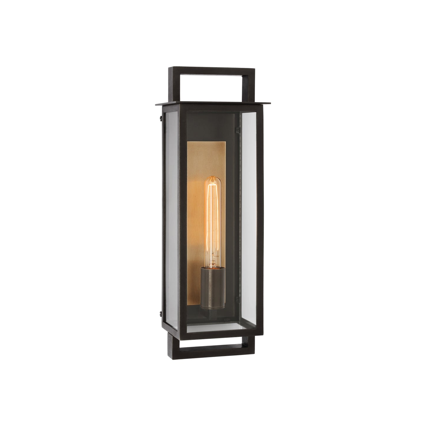 Halle Narrow Wall Lantern in Aged Iron with Clear Glass