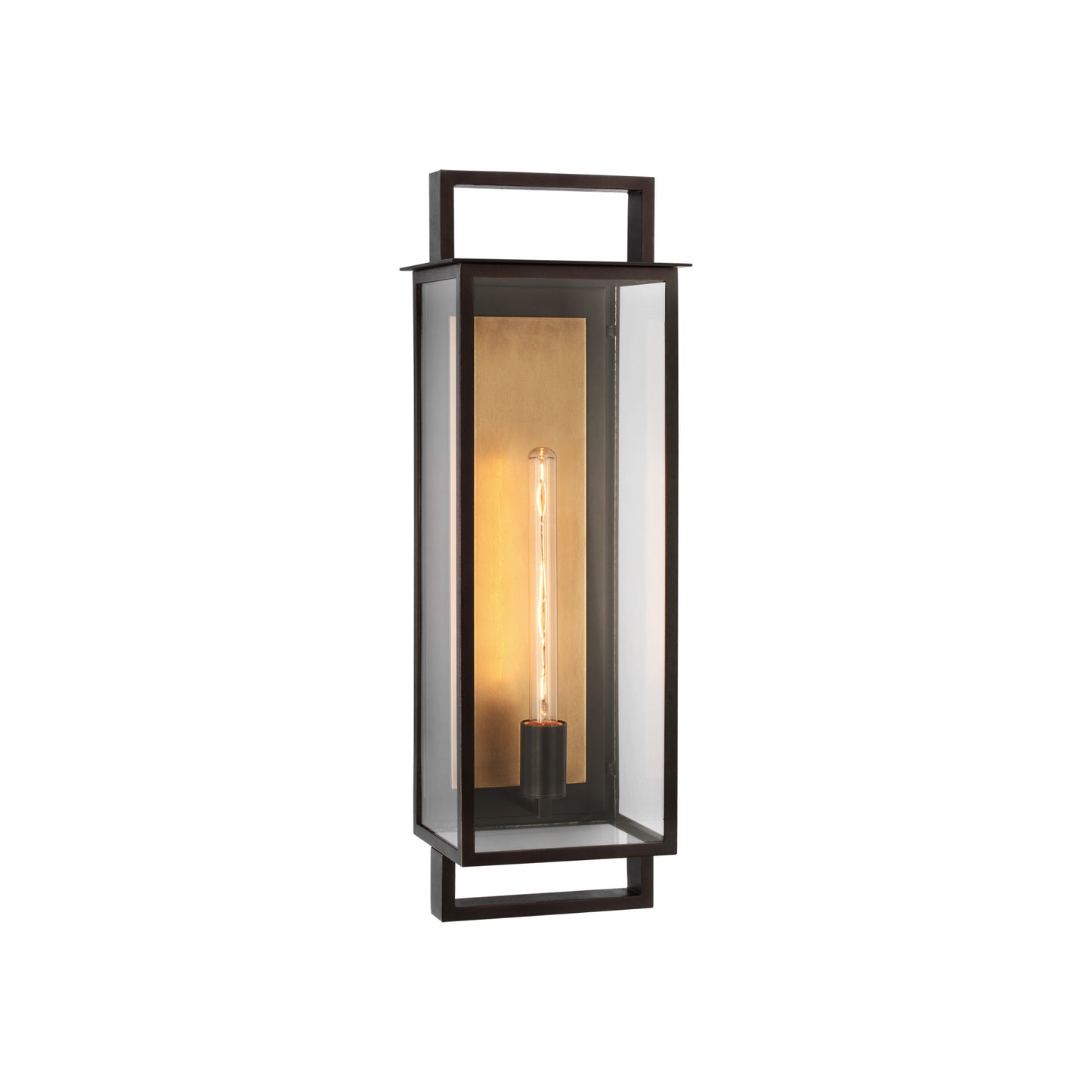 Halle Narrow Wall Lantern in Aged Iron with Clear Glass