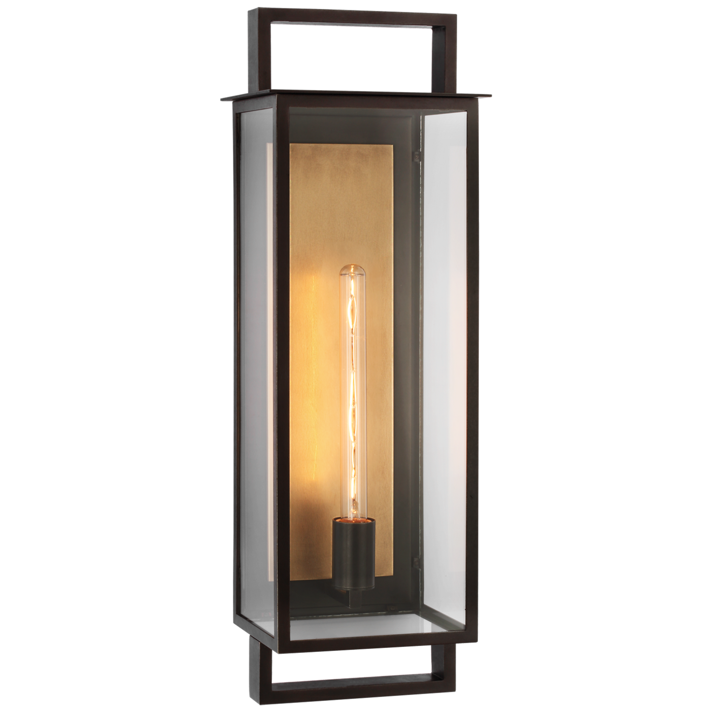 Halle Narrow Wall Lantern in Aged Iron with Clear Glass