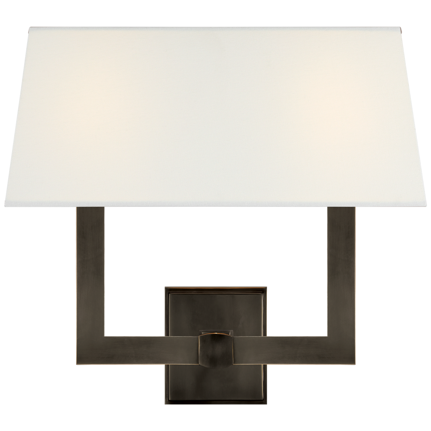 Square Tube Double Sconce with Linen Single Shade