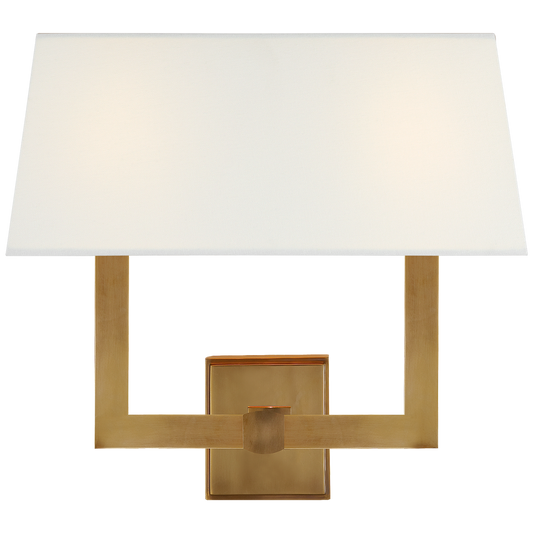 Square Tube Double Sconce with Linen Single Shade