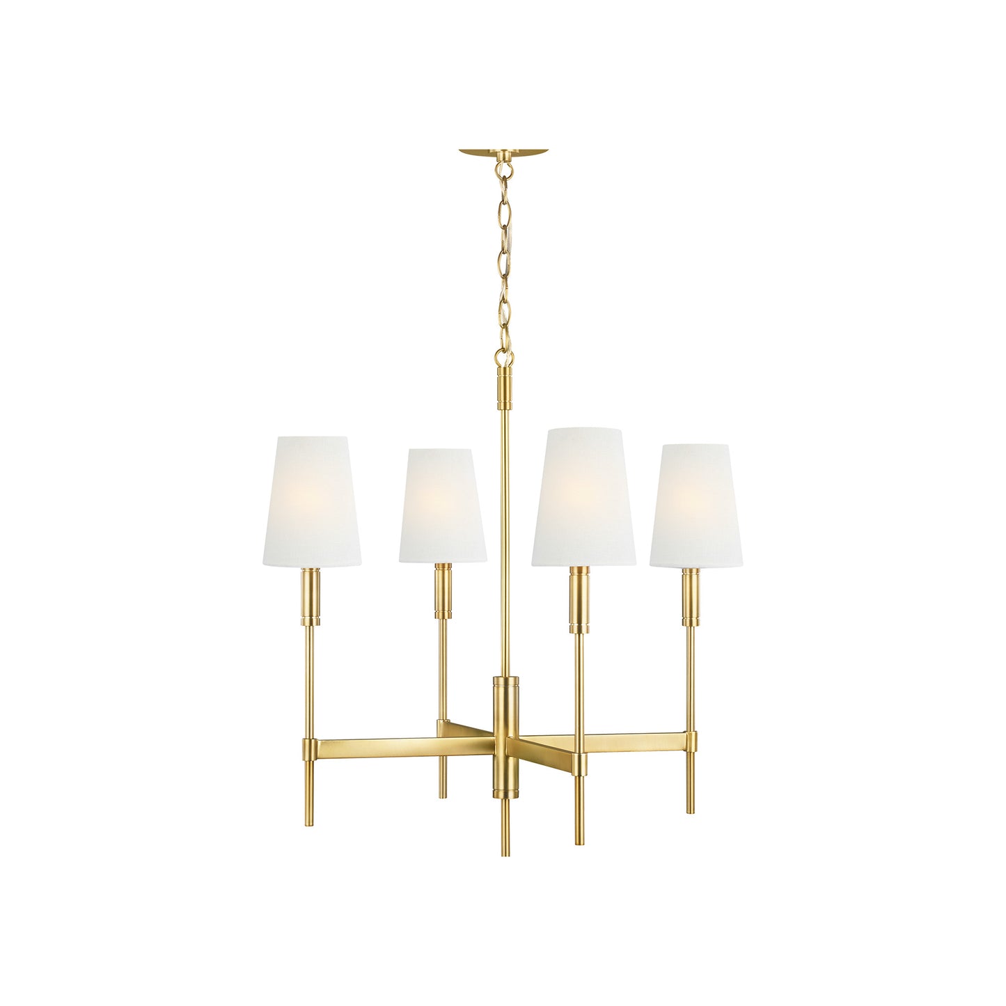 Beckham Classic Medium Chandelier in Burnished Brass with Linen Shades