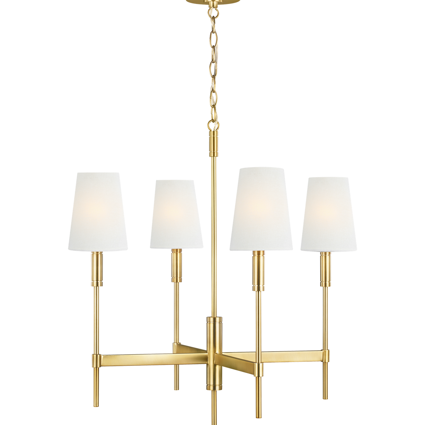 Beckham Classic Medium Chandelier in Burnished Brass with Linen Shades